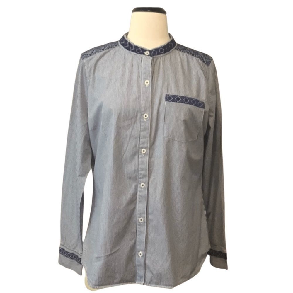 C. Wonder Striped Embroidered Blouse M